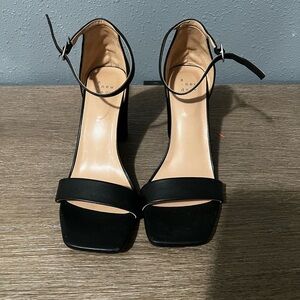 4 Inch Black Heels with Strap